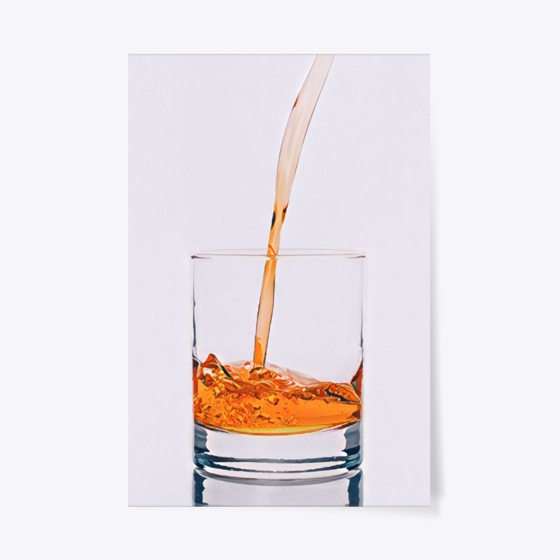 Whisky Into Glass - Watercolor Print