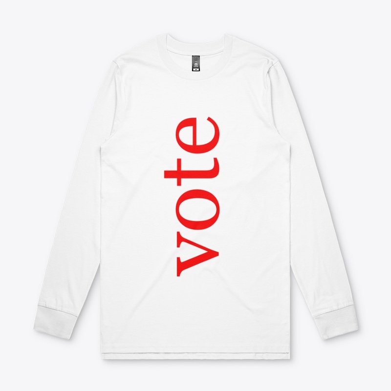 Vote Written in Red Vertical