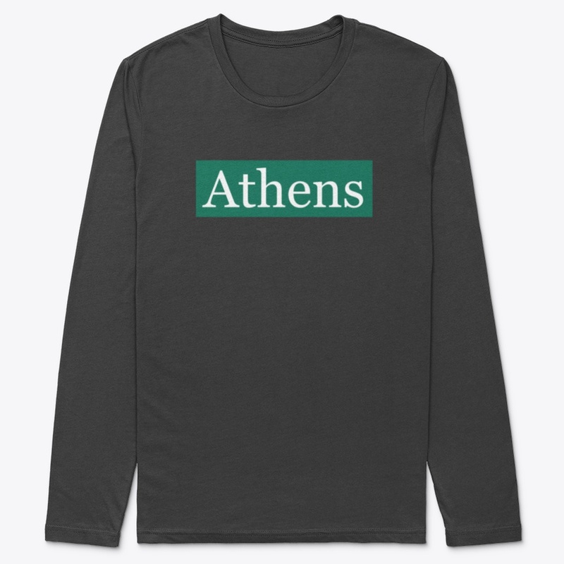 Athens Written in White on Green