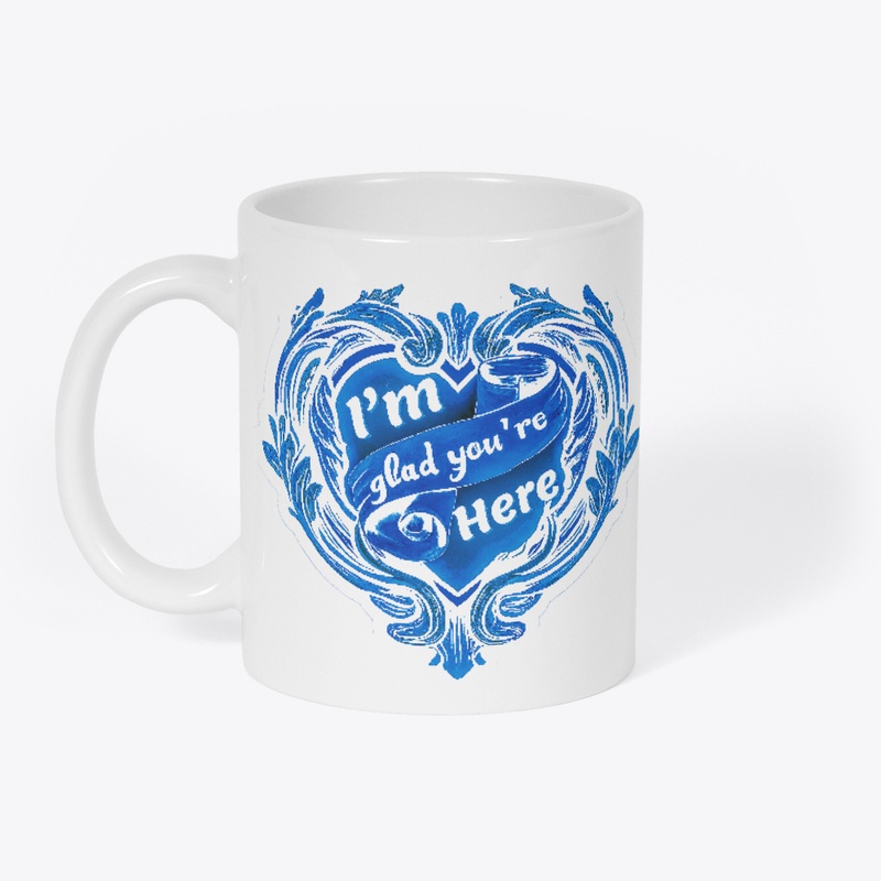 Baroque Heart mug in pottery blue