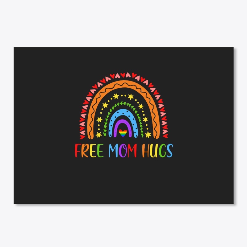Free Mom Hugs Rainbow Heart Gay Pride