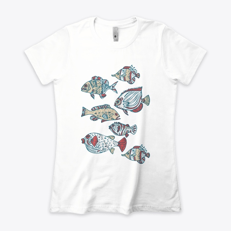 Linocut Tropical Fishes