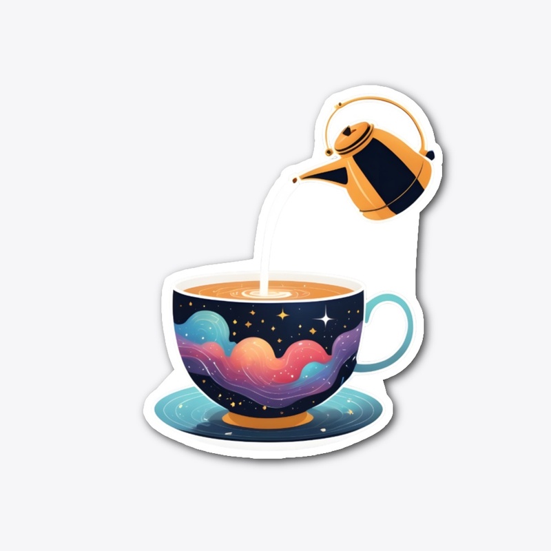Tea Kettle Galaxy Pour with Stars Steam.