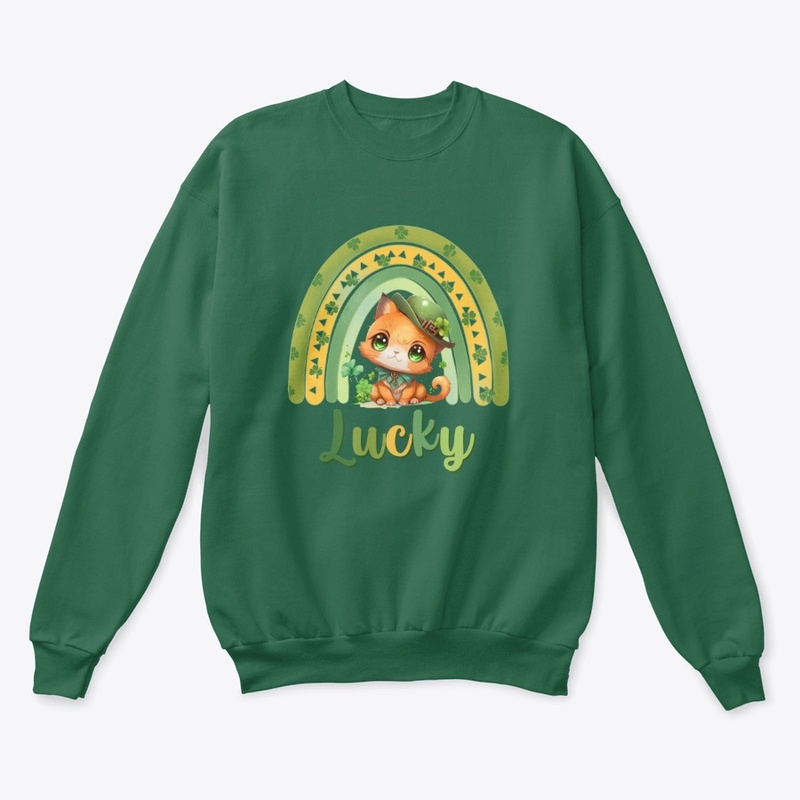 St patrick green rainbow Feline lucky