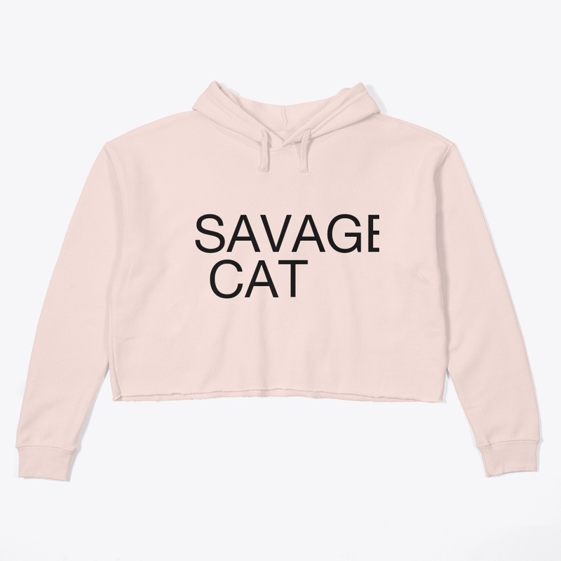 Savage Cat printed Crop Hoodie 