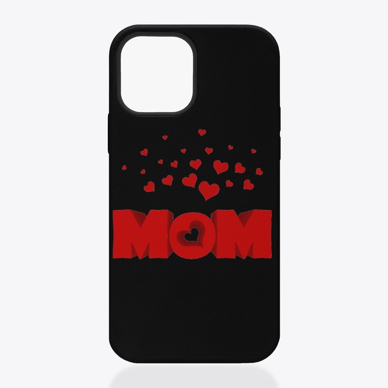 Red hearts with mom design tee