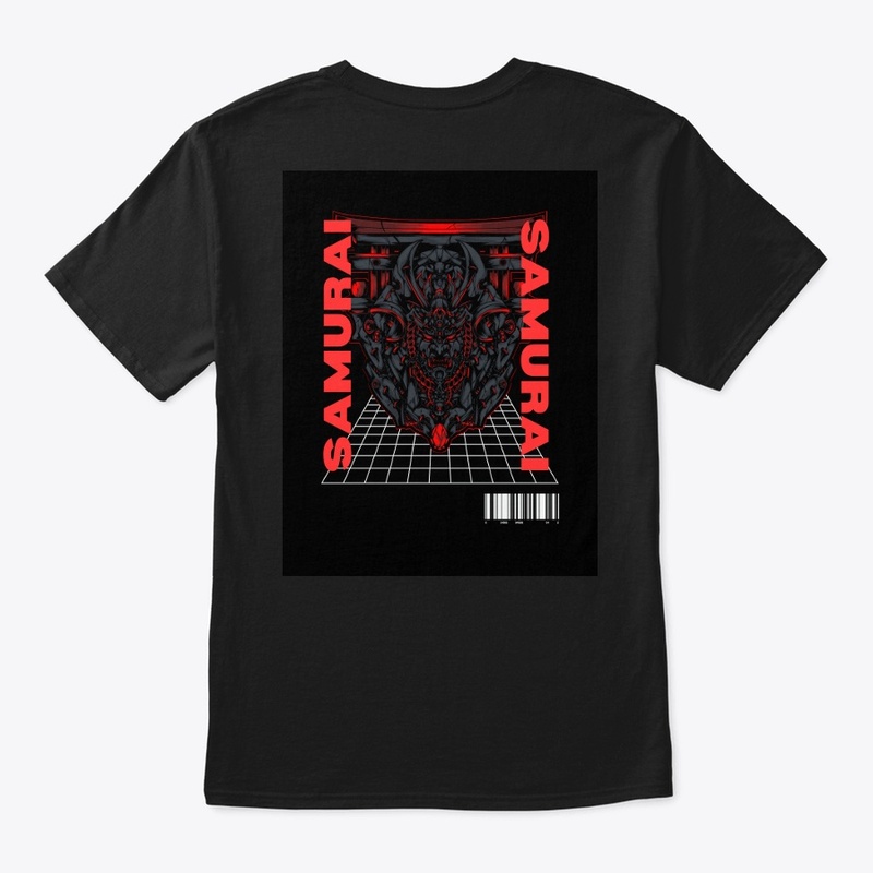 black and red samurai illustration