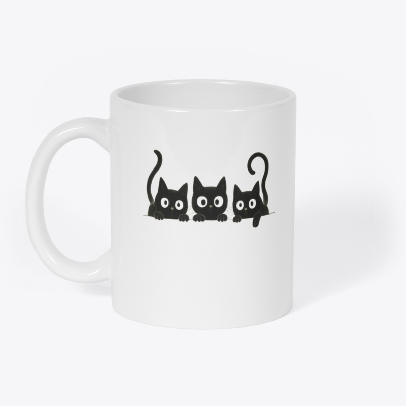 Curious Black Cats – Peeking Trio Tee