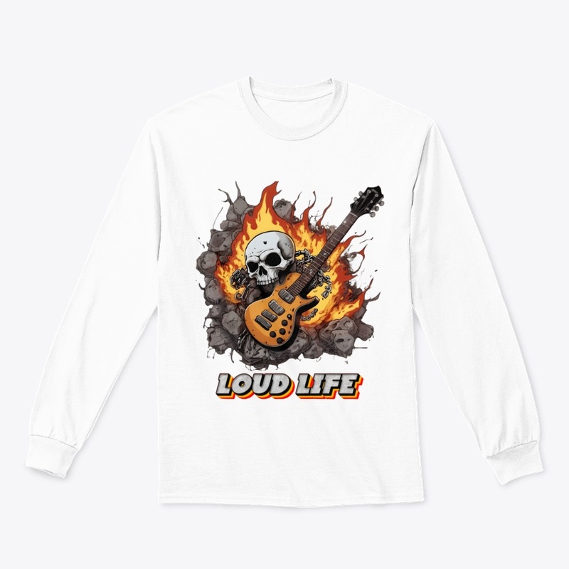 Loud Life – Rock Guitar Skull Flame Art
