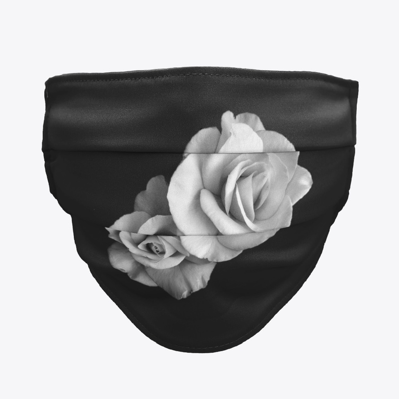 Black & White Roses Face Mask