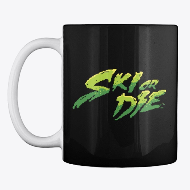 Acid Green Ski or Die Pixel art Logo