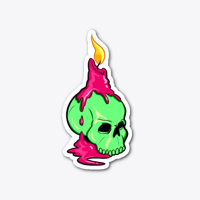 Creepy skull candle sticker 