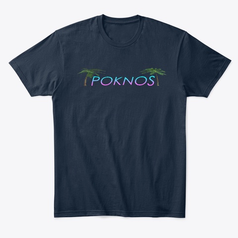 Poknos Brand Tropical Swag Big Logo New Navy T-Shirt Front