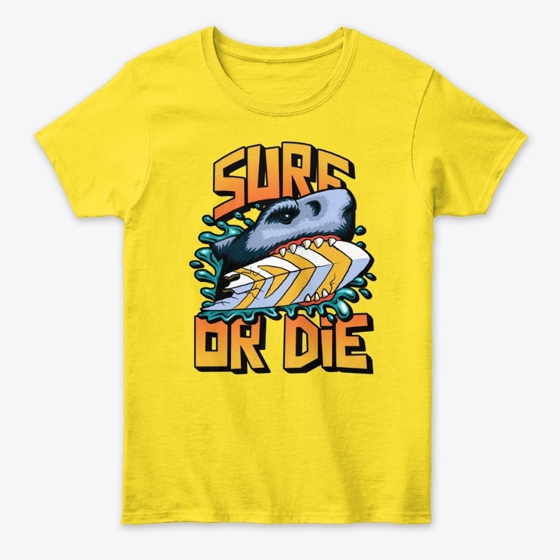 surf or die shark eats board