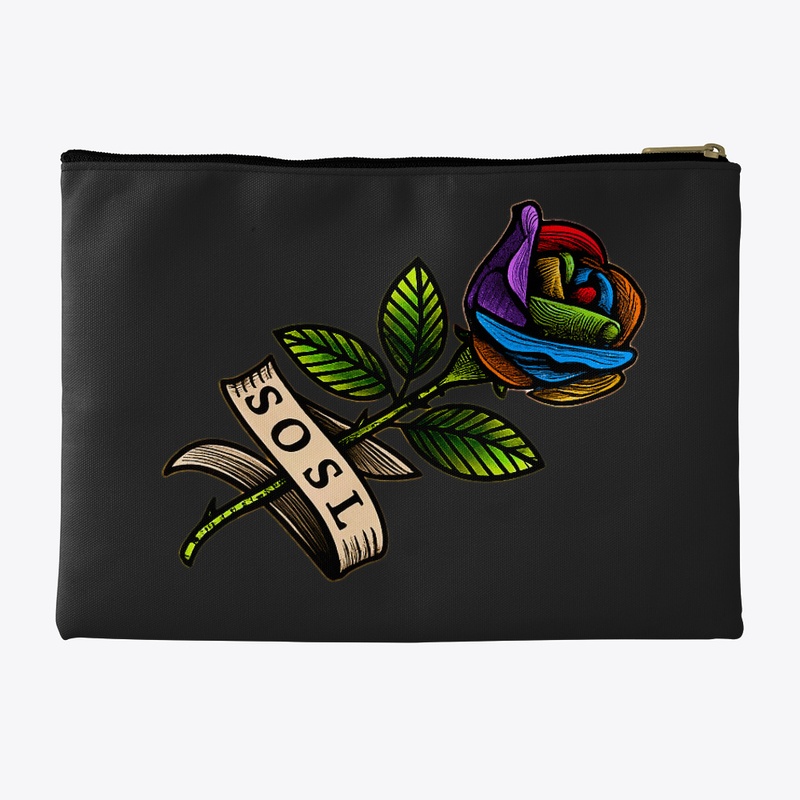 Single Rose keepsake pouch in rainbow