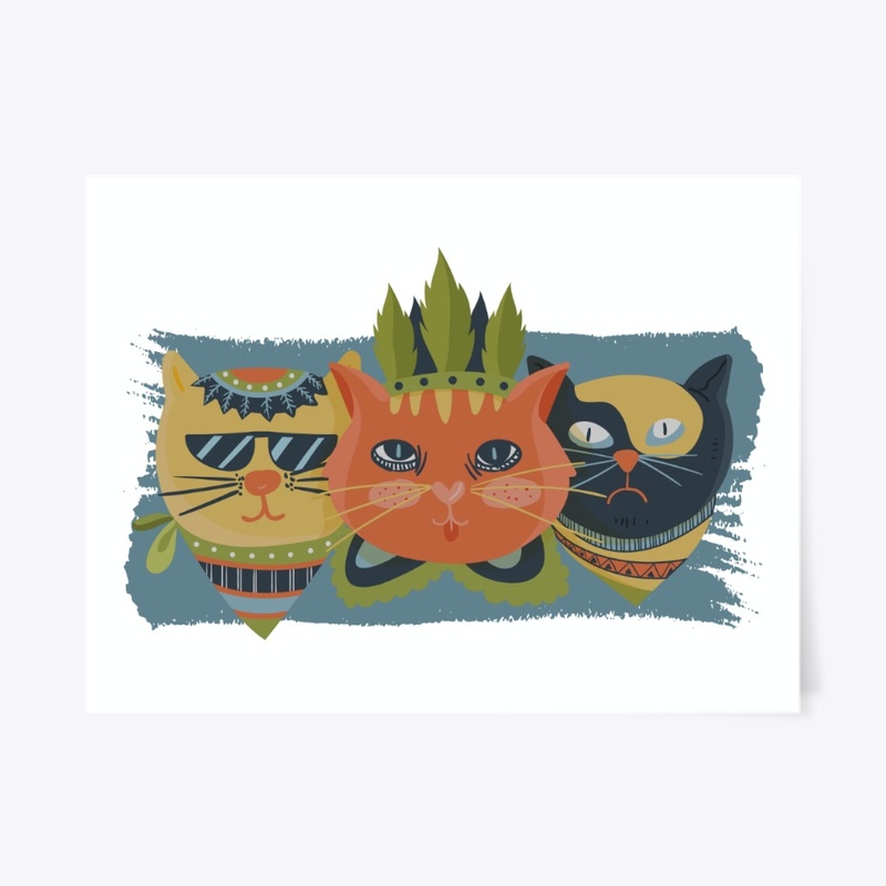 Tribal Boho Cat Hippie Kitten Lover Gift