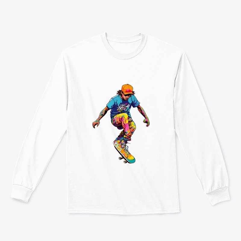 A silhouette of a skater