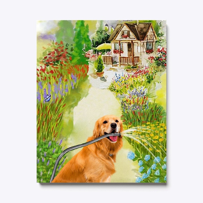 Peace Garden With Golden Retriever