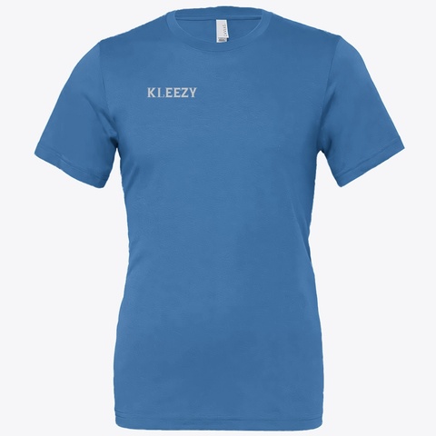 Kleezy Woman,S T Shirt. Columbia Blue Kaos Front