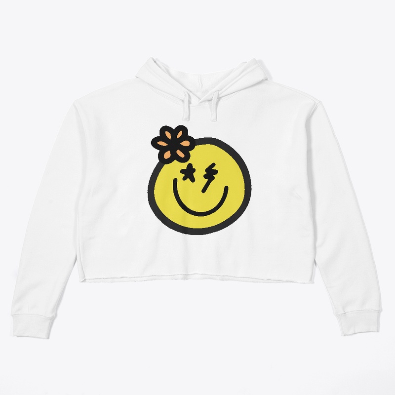 Flower Smiley Face Crop Hoodie