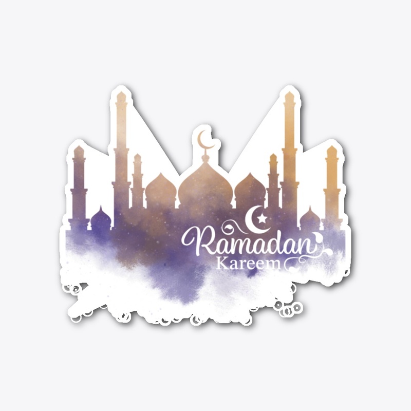 Ramadan Kareem Watercolor Mosque Art