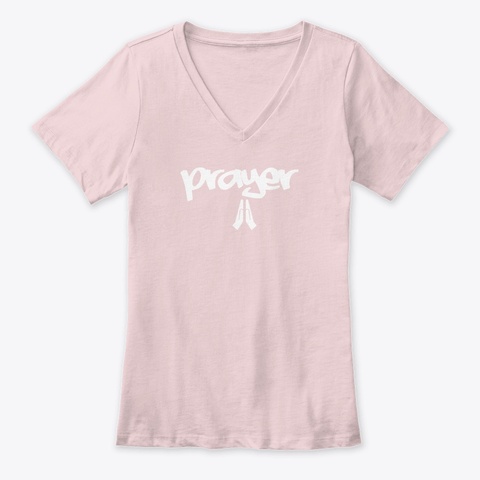 Women's Praying Hands V Neck Pink Kaos Front