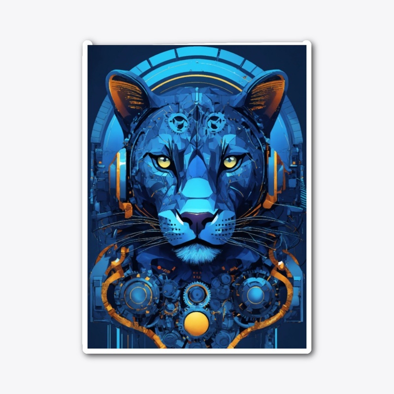 "Futuristic Panther: Indigo Mechanized 