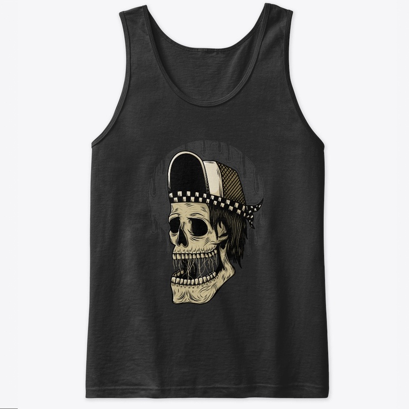 Skull head wearing hat