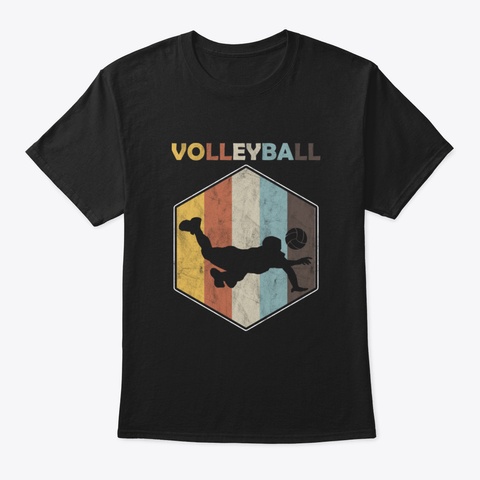 Volleyball Team Ball Game Spiking Action Black T-Shirt Front