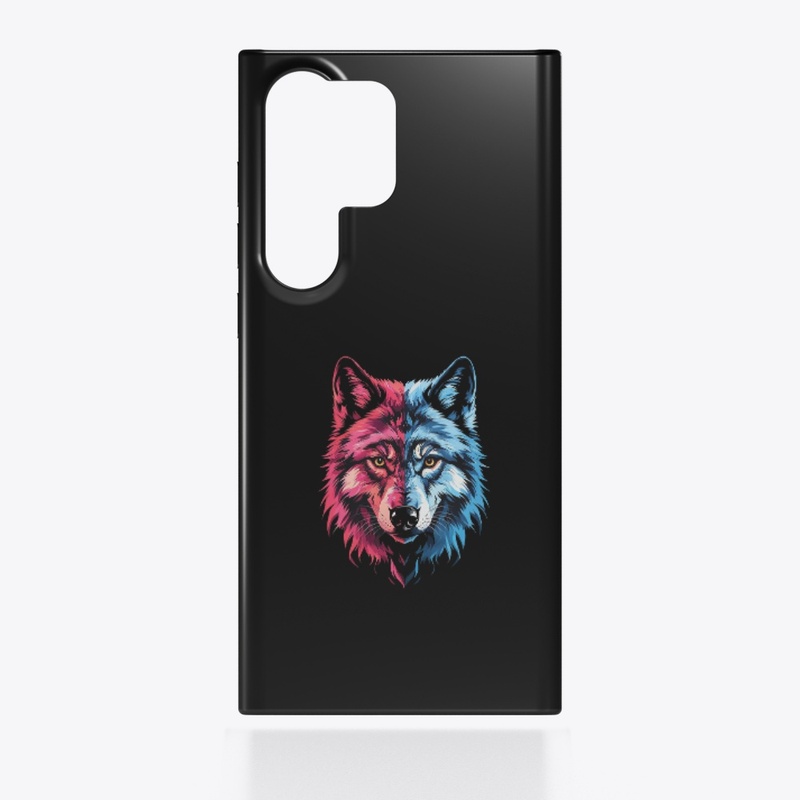 Duality Wolf - Red and Blue Spirit Art
