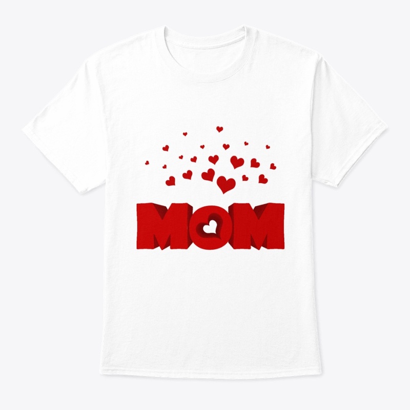 Red hearts with mom design tee