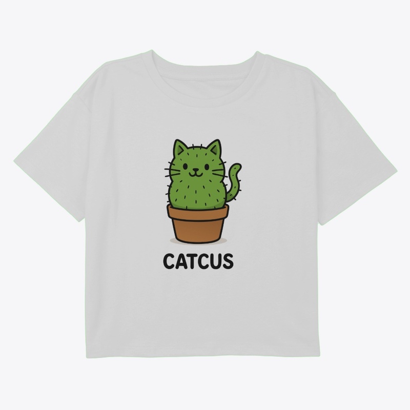 Cute Cartoon Cat Cactus Illustration
