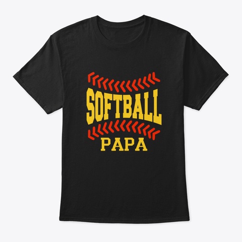 Softball Papa Black T-Shirt Front