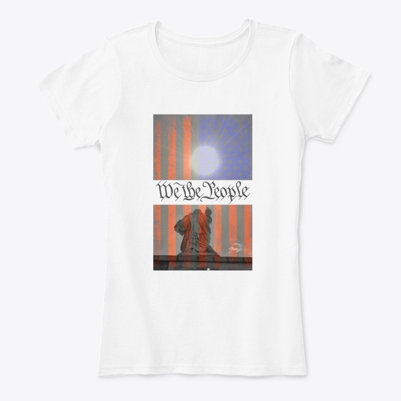 We The People Statue Of Liberty US Flag