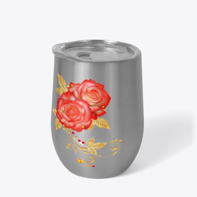 Rose Flower Design on Drinkware