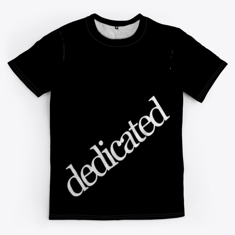 Dedicated in White on a Black Background