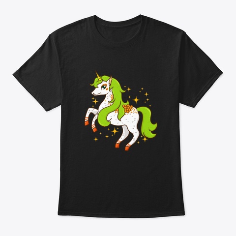 Sushi Unicorn Roe Tobiko Eggs Kawaii Black T-Shirt Front