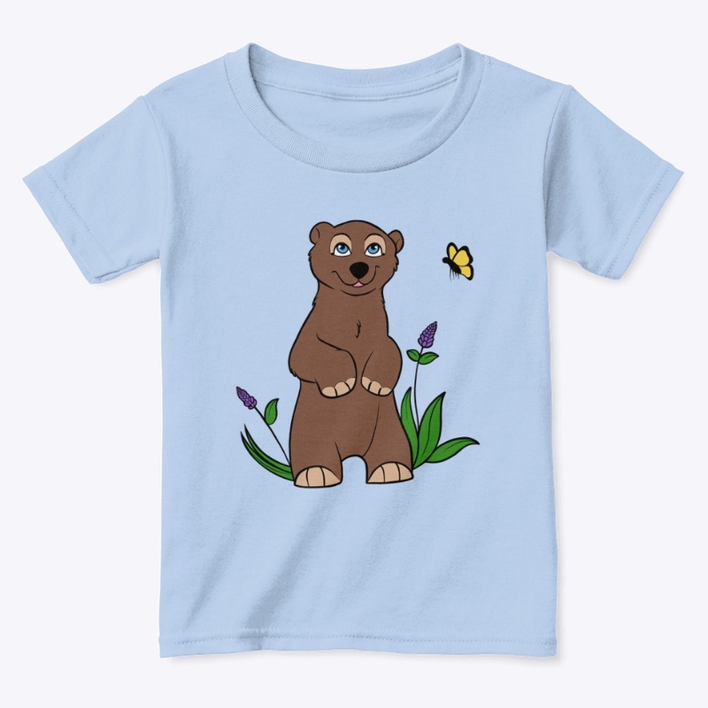Bear cub and butterfly