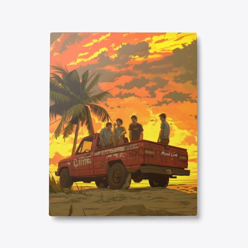Metal Print Beach Sunset Hangout