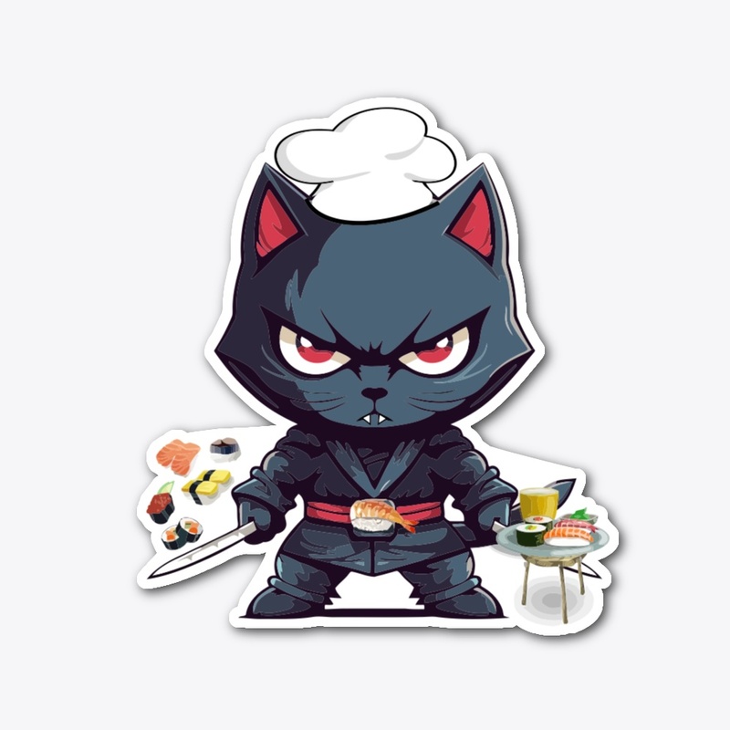SUSHI NINJA CAT CHEF STICKER