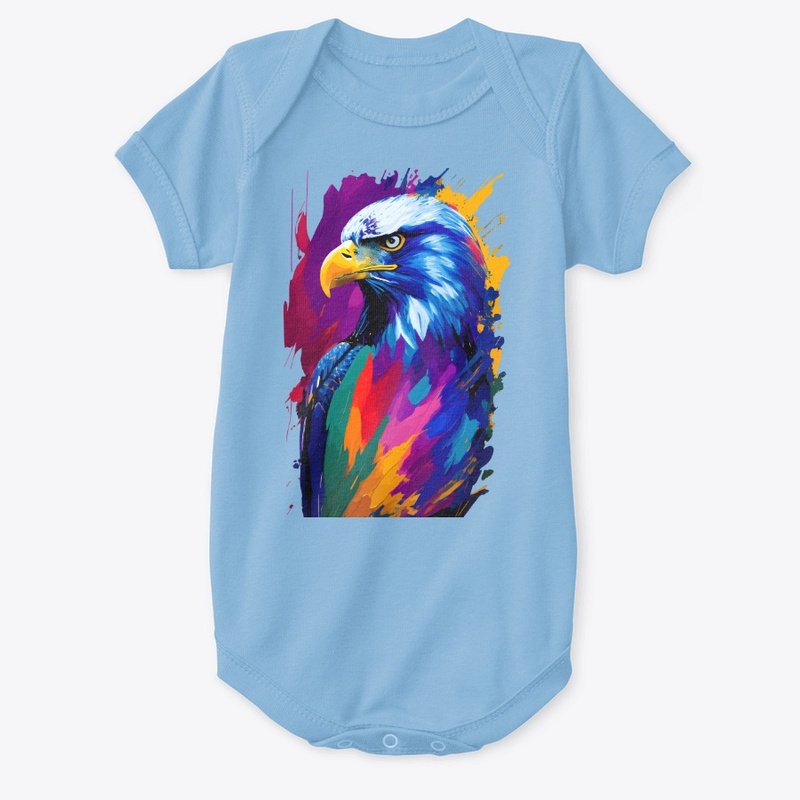 Vibrant Eagle in colorful splatter, left
