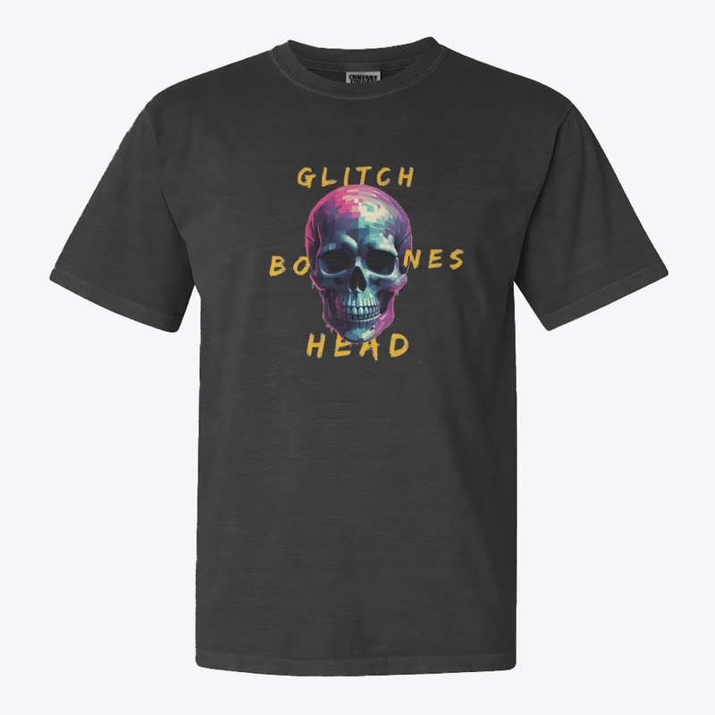 Glitch Bones Head – Pixel Skull Text