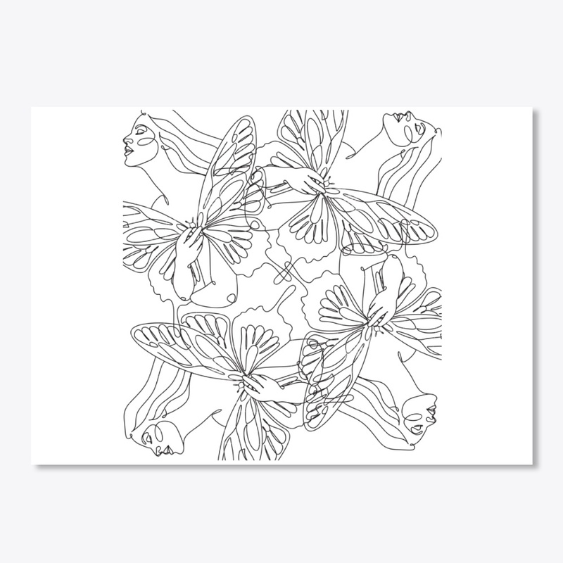 butterfly girl art sticker