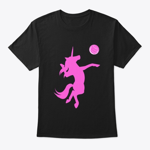 Unicorn Volleyball Til7u Black T-Shirt Front