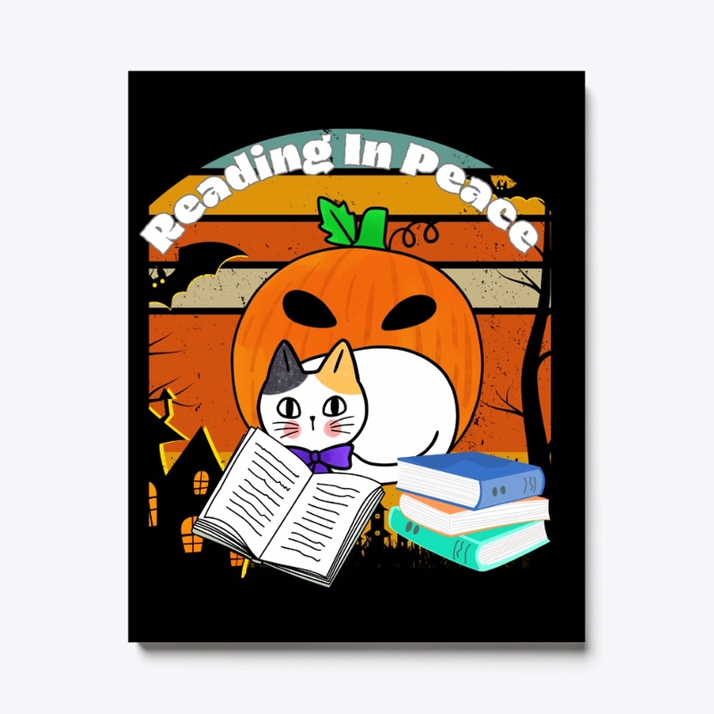 Read in peace Halloween cat book lover 