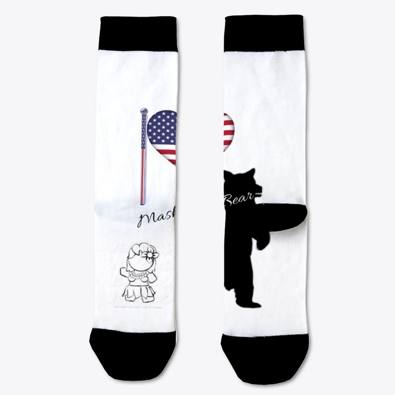 Masha & Bear 4th July American flag Tee