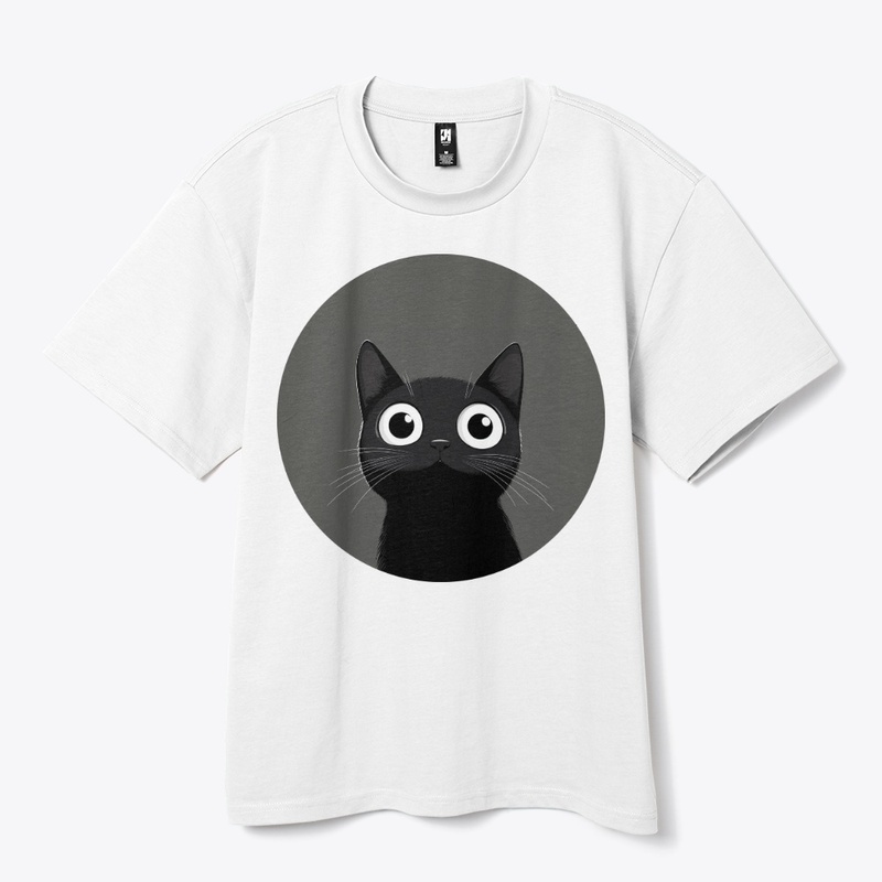 Cute Black Cat on Gray Moon