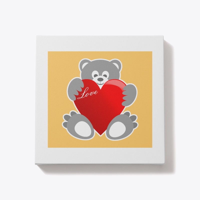 cute bear having big red heart