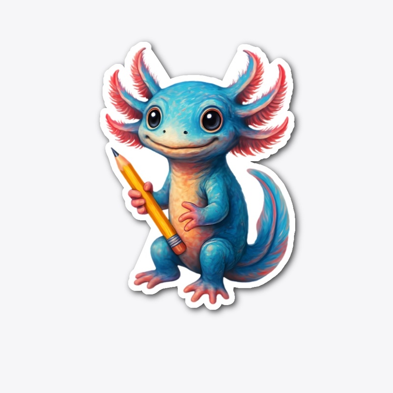 Cute Axolotl with Pencil Art