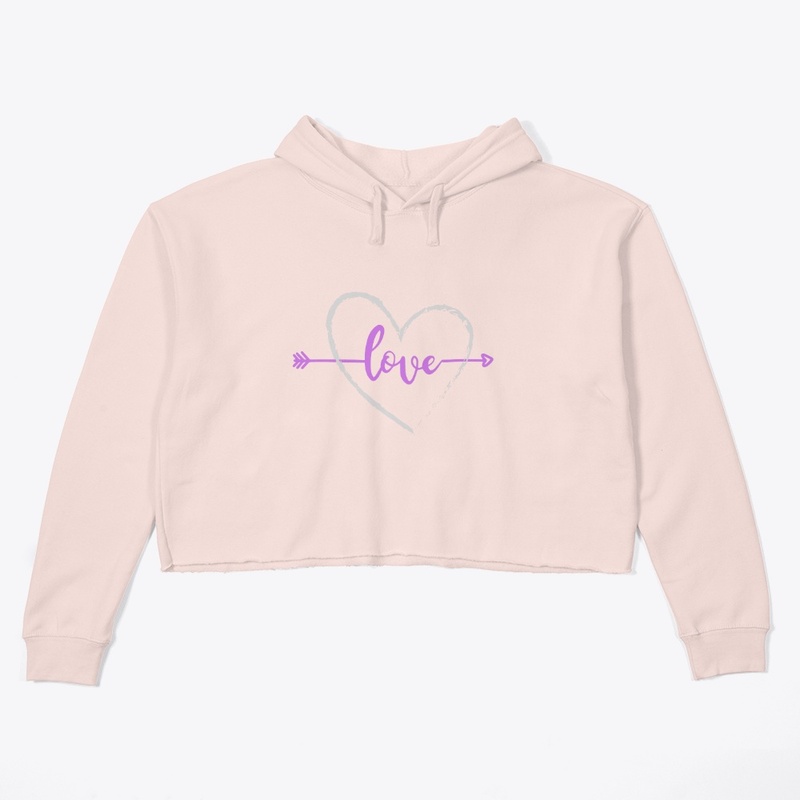 LOVE DESIGN CROP TOP HOODIE